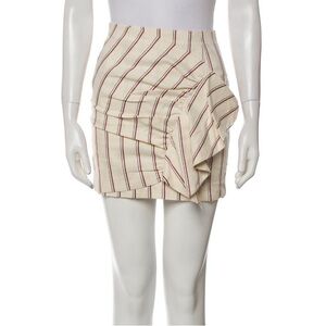 BA&SH Cream with Red & Blue Striped Mini Skirt with Ruffle detail size XS